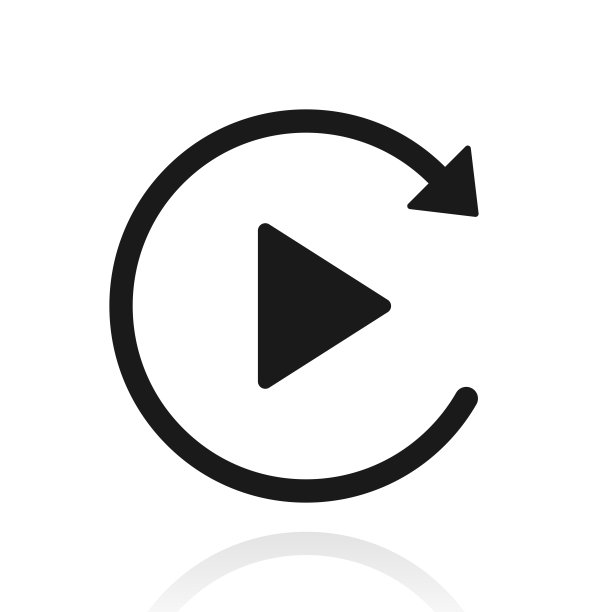 重播。白色背景上反射的图标图片下载