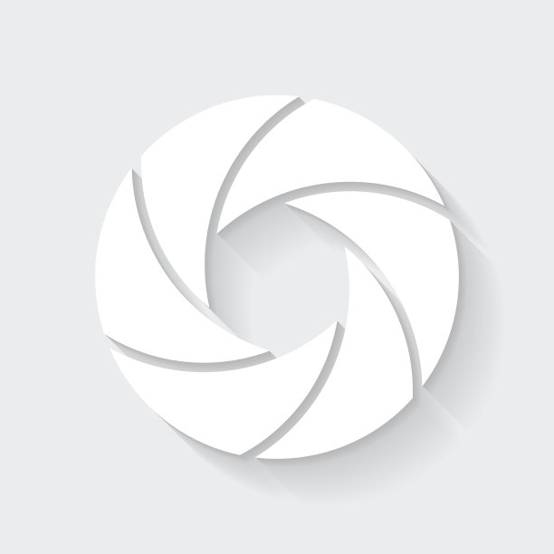 相机快门。图标与空白背景上的长阴影-平面设计图片下载