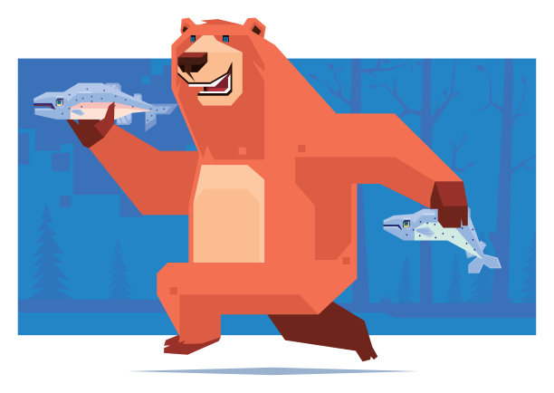 快乐的熊抓鱼图片下载