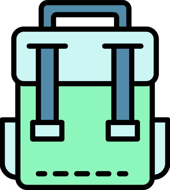 经典的背包图标颜色轮廓图片下载