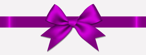 现实装饰光泽缎紫色丝带蝴蝶结，孤立的白色背景。图片下载