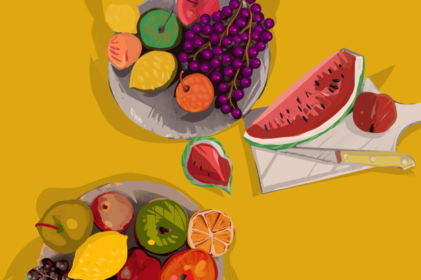 新鲜时令水果和西瓜图片下载