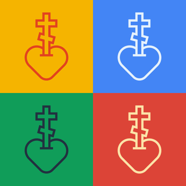 波普艺术线宗教十字在心中图片下载