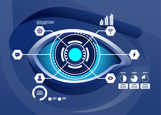 增强现实与未来生物技术概念。未来全息图的眼睛看虚拟图形。图片下载
