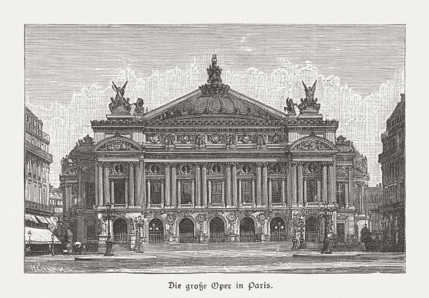Opéra加尼埃的历史观点，巴黎，法国，出版1885年图片下载