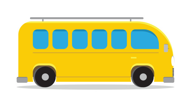 校车卡通矢量设计，白色背景图片下载