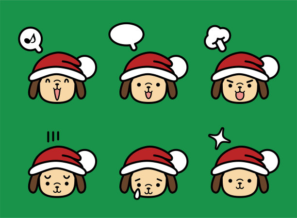 圣诞狗狗图标：多种可爱表情图片下载