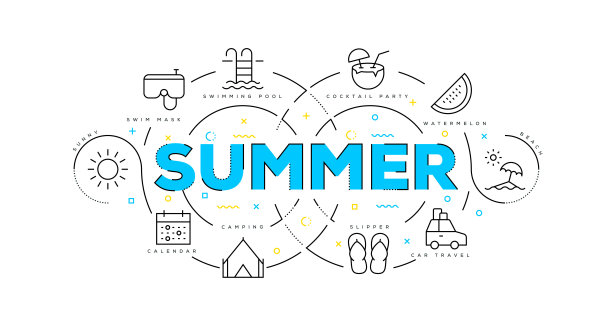 夏季平面插画概念图片下载