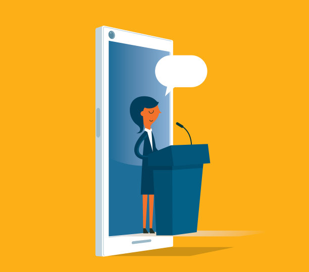 网络会议-手机-女商人图片下载