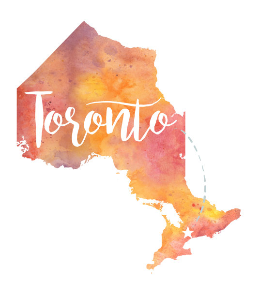 多伦多，安大略水彩栅格地图插图图片下载