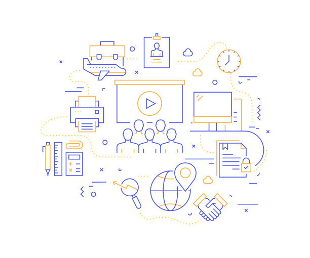 业务要点相关的线风格横幅设计网页，标题，小册子，年度报告和书的封面图片下载