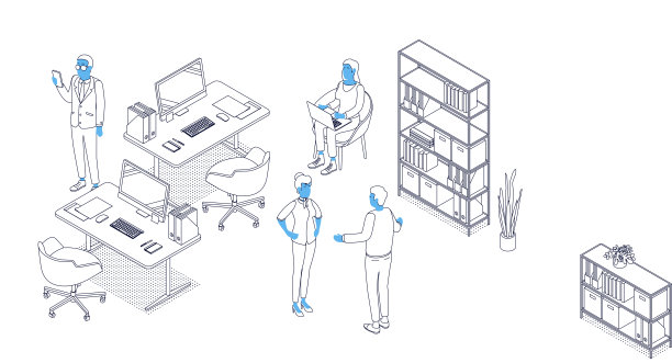 办公室内部与人等距图片下载