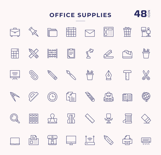 办公用品可编辑的笔画线图标图片下载