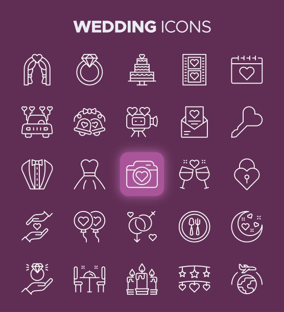 婚礼相关的图标-婚姻，夫妇，关系和更多的符号图片下载