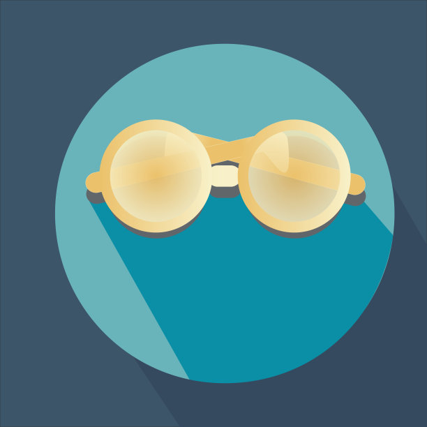 蓝色背景上的黄色时尚太阳镜。图片下载