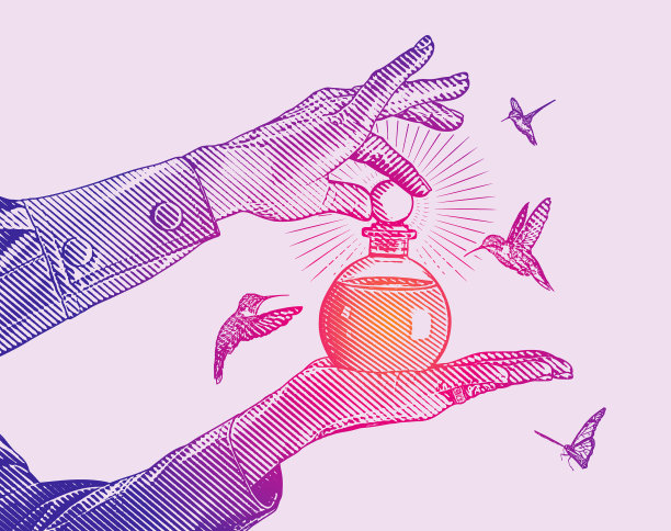 香精油瓶和手图片下载