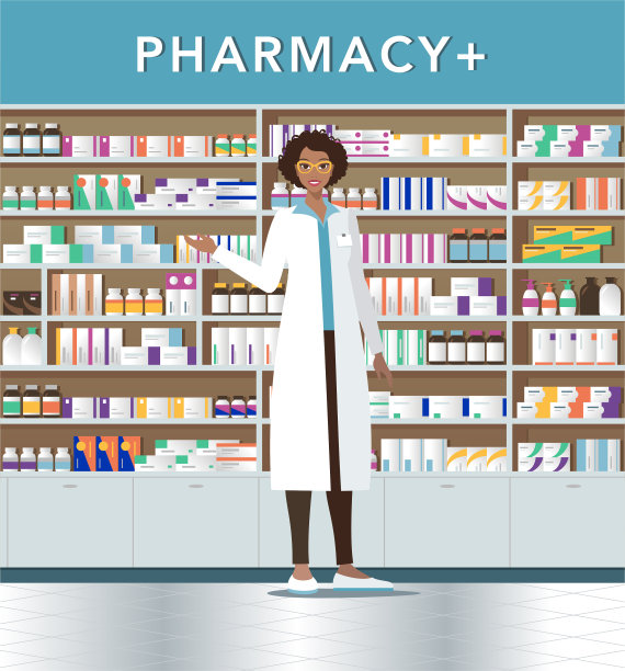 心情愉快的药剂师在药店图片下载