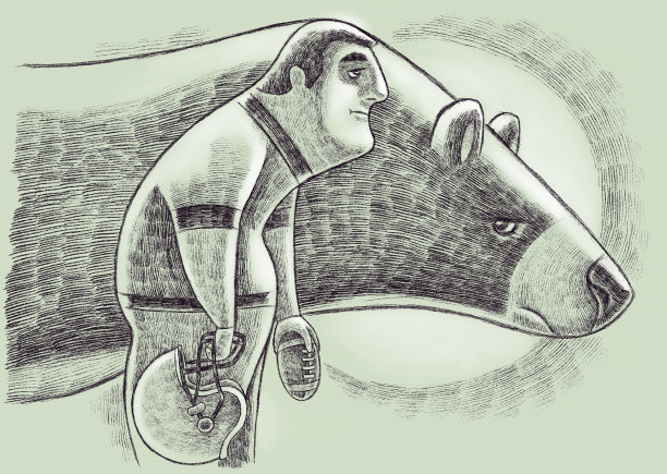 带熊的疲惫的美国足球运动员图片下载