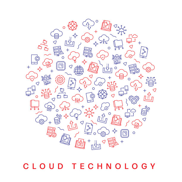 云技术相关的图案设计。现代线条风格设计图片下载