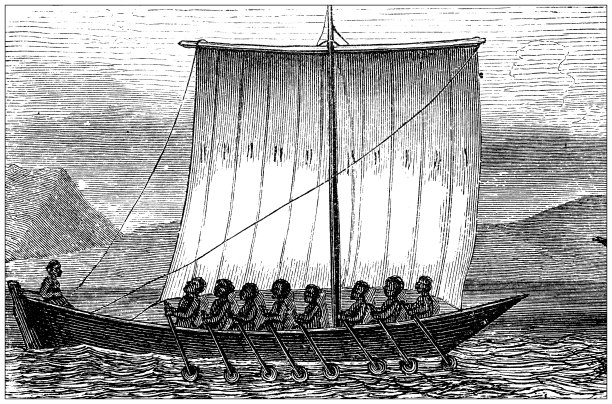 古董插图，民族志和土著文化:非洲，桑给巴尔船图片下载