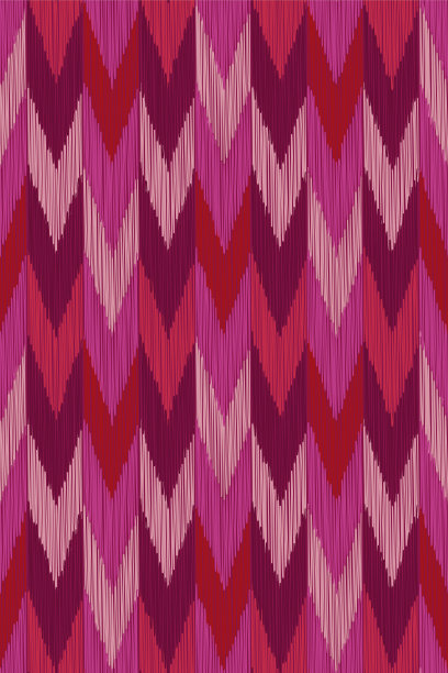 伊卡特抽象无缝模式。民间背景与雪佛龙形状。图片下载