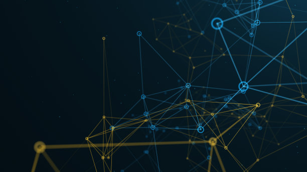 网络多色线连接三维插图图片下载