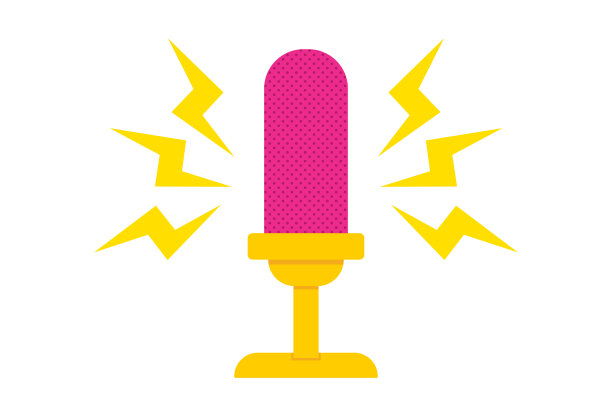矢量图标的黄色麦克风在白色背景图片下载