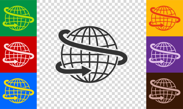 一套商业与国际交流图标，地球仪与箭头。图片下载