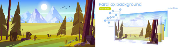 视差背景与山地景观图片下载