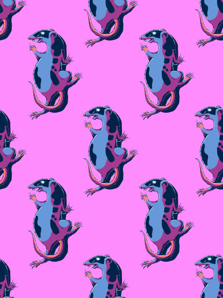 矢量无缝插图-爬行老鼠。图片下载