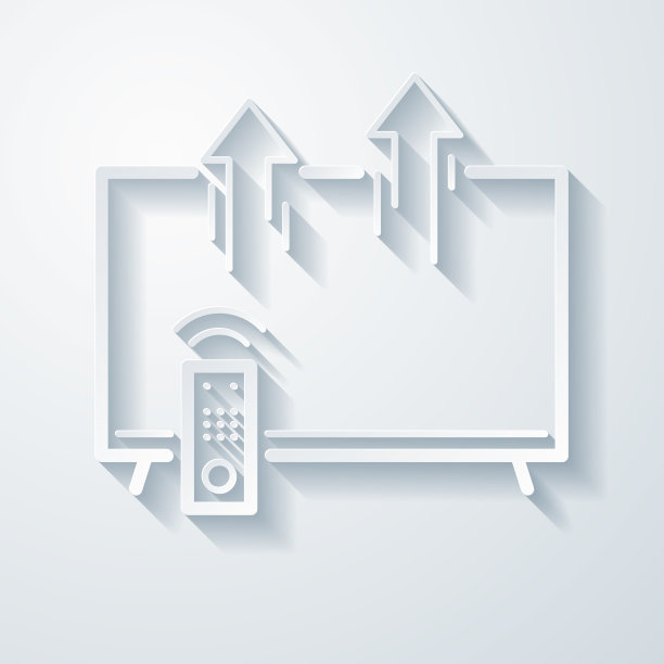 从电视发送。空白背景上剪纸效果的图标图片下载