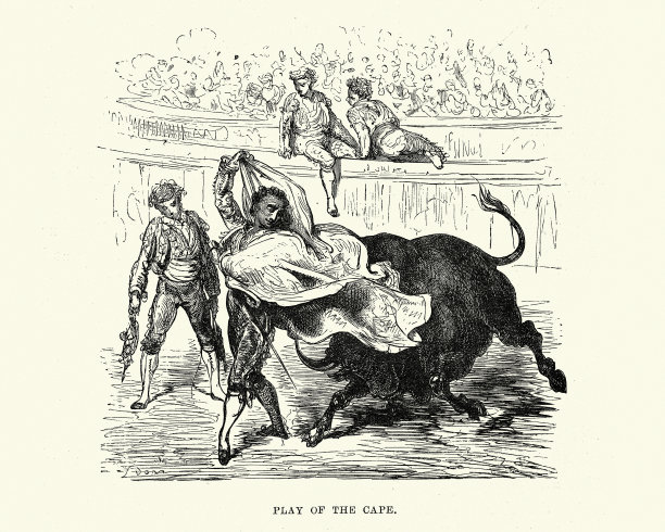 斗牛士，斗牛士，斗牛，披肩戏，西班牙19世纪图片下载