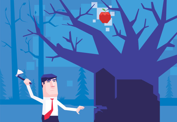 商人在砍苹果树图片下载