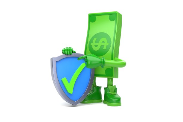 货币字符与一个盾牌显示一个绿色的tick图片下载