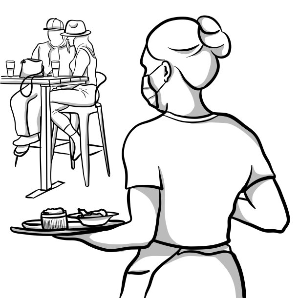 蒙面餐厅服务工作图片下载