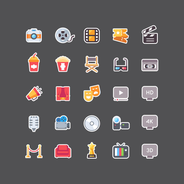 平彩色电影贴纸图标图片下载