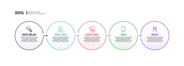 信息图表设计模板与牙科关键字和图标图片下载