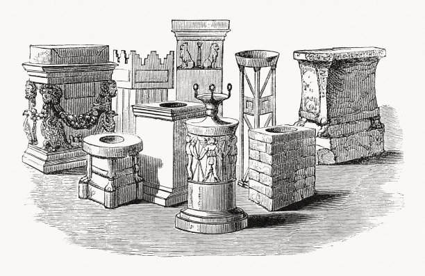 古代祭坛木刻，1862年出版图片下载