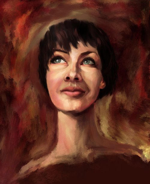 一个女人的脸部特写，短发，裸露的脖子图片下载