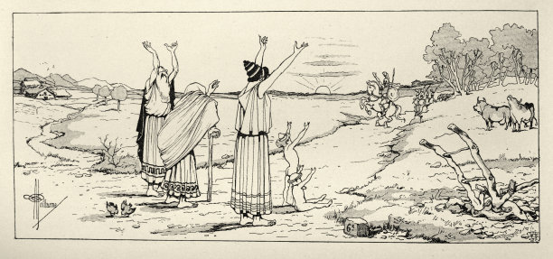 古希腊，斯巴达战士从战场上回到家中的漫画图片下载