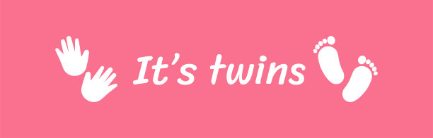 婴儿的手和腿的脚步。刚出生的双胞胎。是男孩和女孩。两个图标。心框形状。图片下载