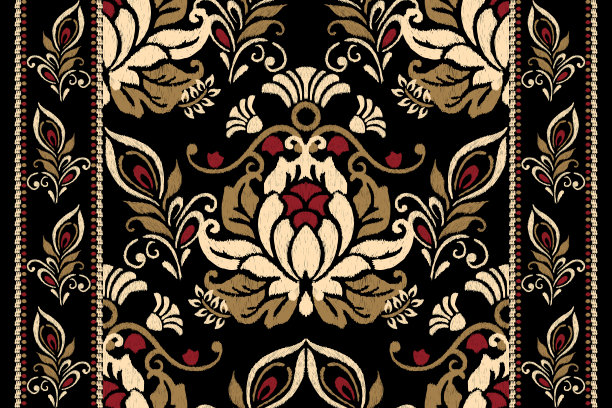 锦缎印花佩斯利花纹图片下载