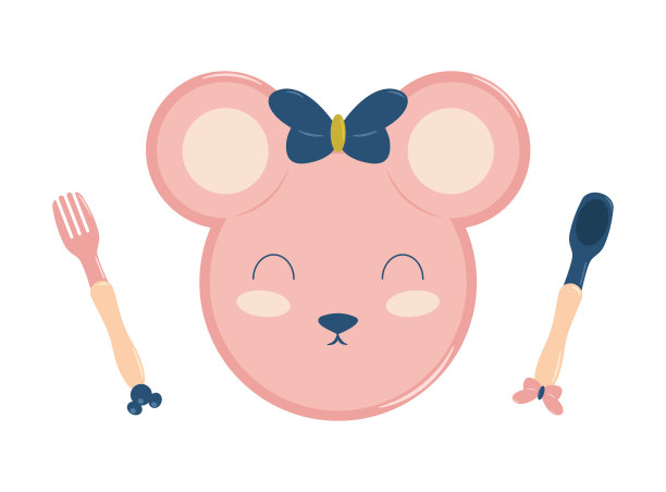 一套硅胶餐具为婴儿载体。第一个婴儿食品概念，为孩子们提供食物。儿童餐具将儿童盘子放平图片下载