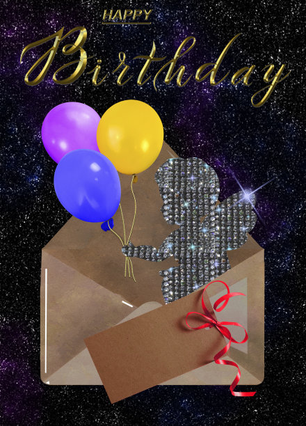 漂亮的生日贺卡。成人和儿童皆可。三维演示图片下载