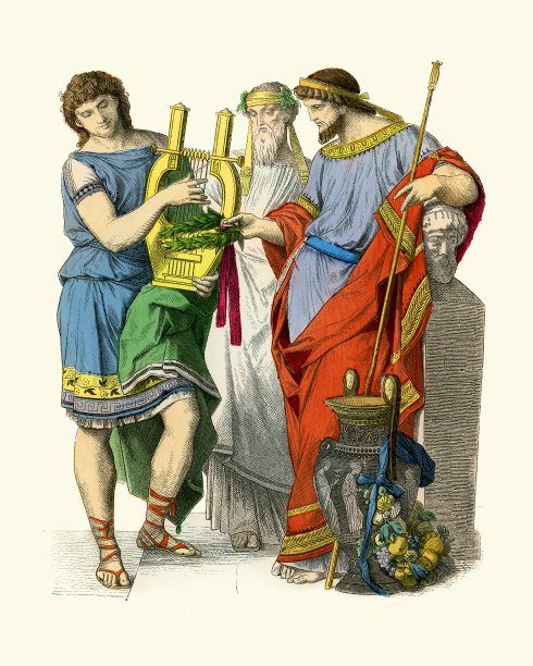 古希腊的服饰，国王，音乐家，巴克斯的牧师图片下载