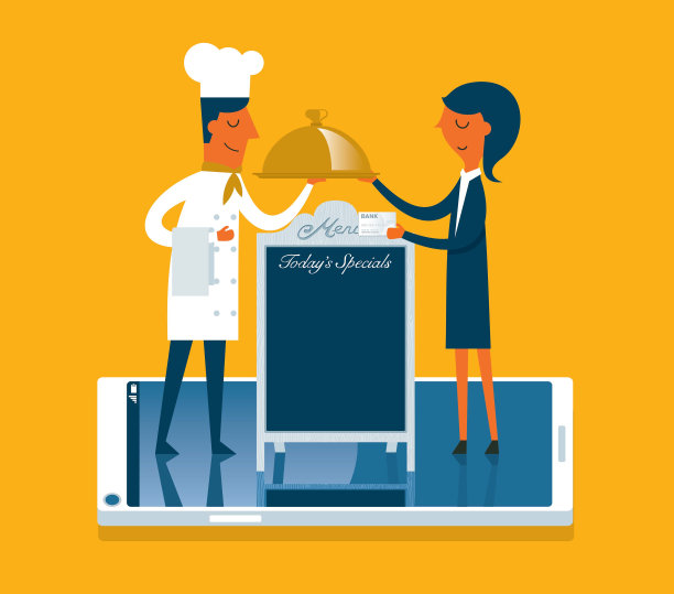 上菜-厨师-女商人图片下载