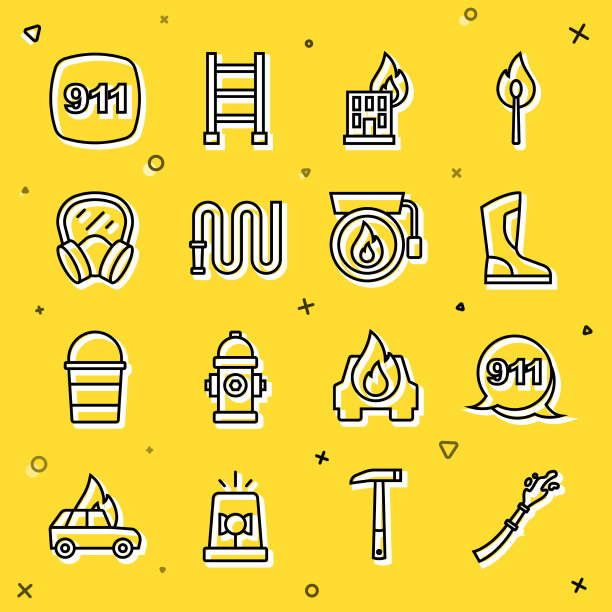 设置线消防水带卷轴紧急呼叫911靴子图片下载