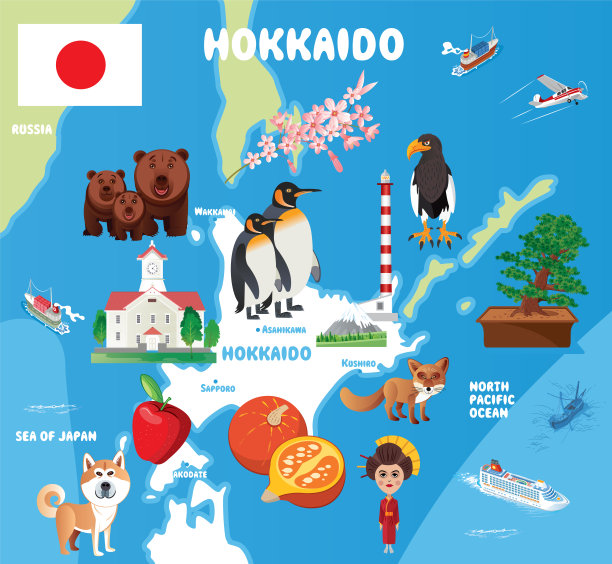 北海道卡通地图图片下载