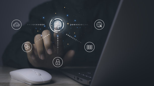商人访问扫描指纹个人身份和授权。图片下载