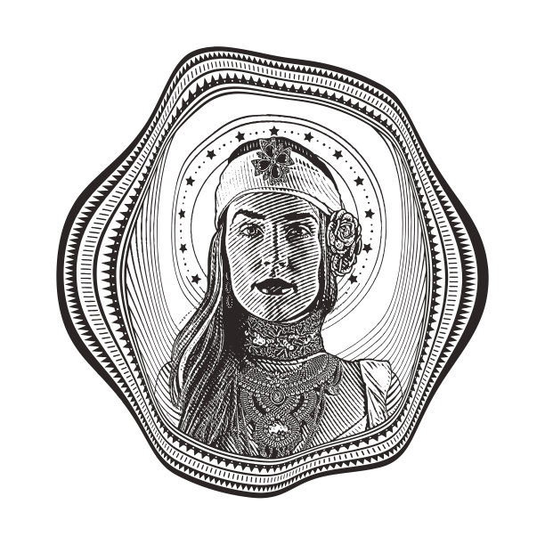 女神和扭曲的圆框图片下载